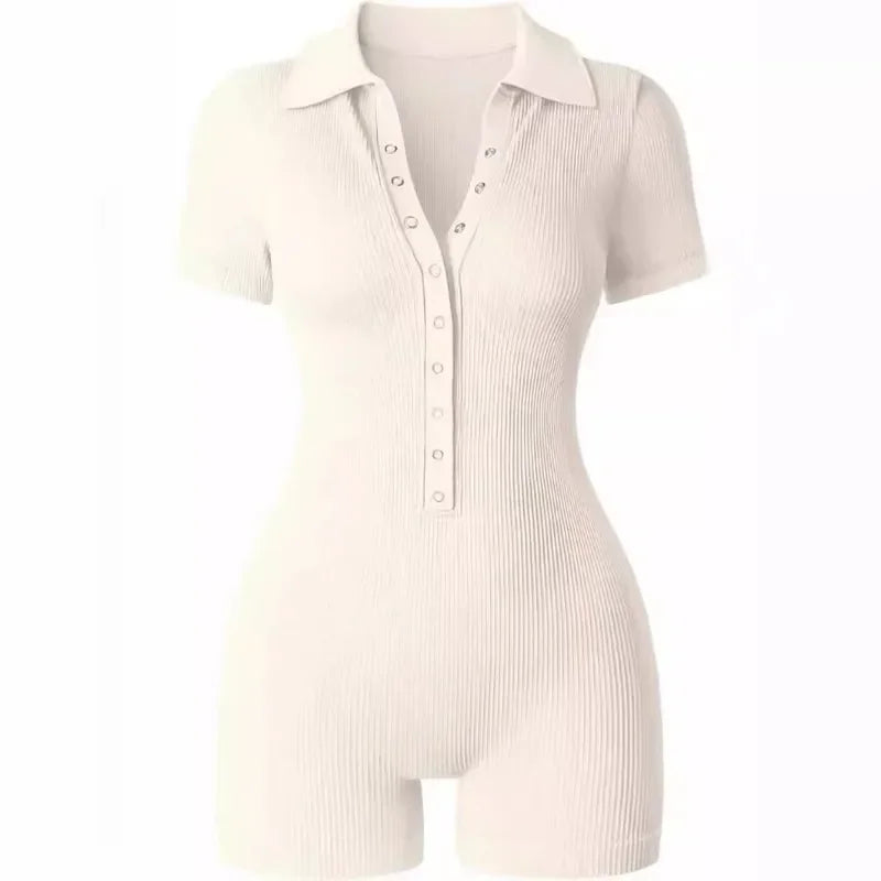 Sports Jumpsuit Solid Color Sheath Women's Yoga Jumpsuit Ribbed V-Neck Stretch Waist Bodycon Playsuits Rompers High Waist
