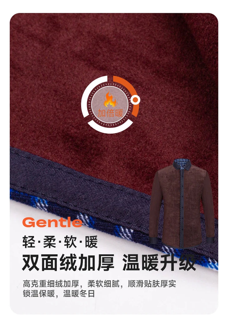Men's double-sided fleece long-sleeved shirt 7XL8XL with fleece for warmth, thickening and cold resistance, casual winter