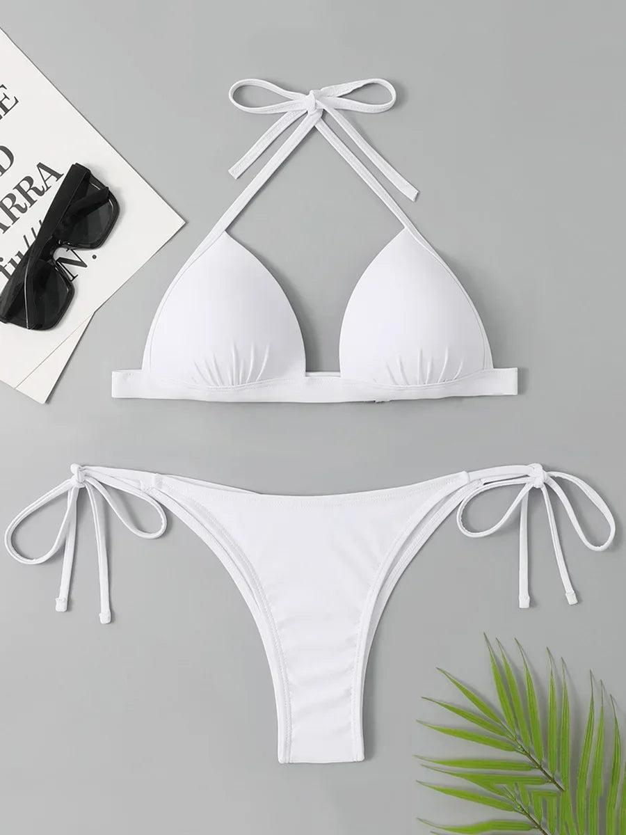 Halter Bra‑Cup Push‑Up Bikini