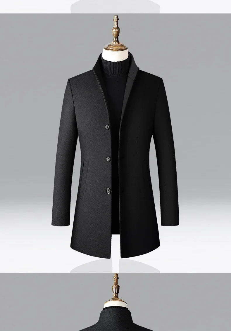 TFETTERS Brand Trench Coat Korean Fashion Business Casual Stand Collar Long Jackets for Men 2026 Autumn Windbreaker Winter Coats