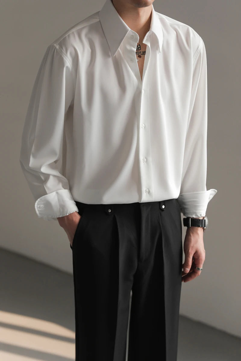 Korean Loose Ice‑Silk Shirt