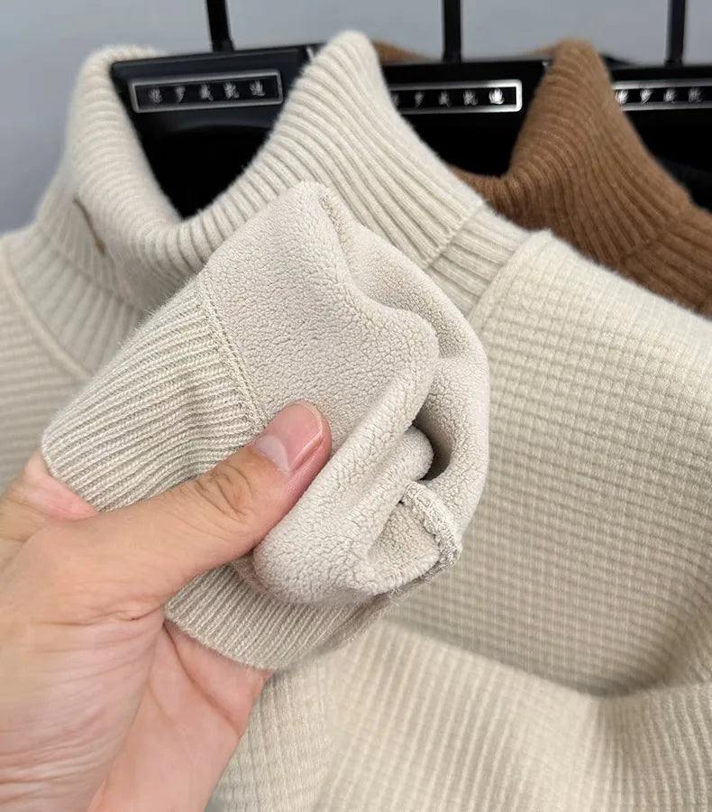 Luxury High‑Neck R‑Embroidery Sweater