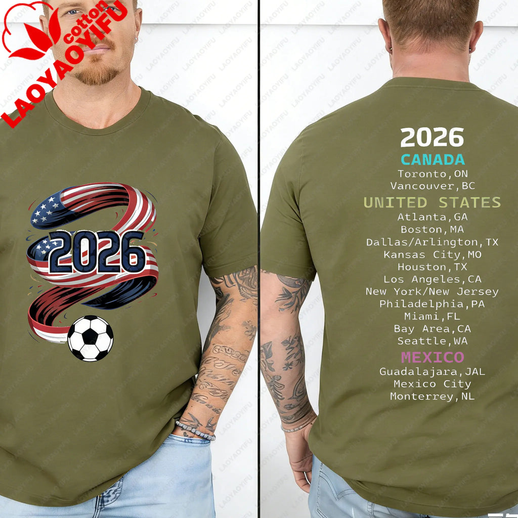2026 Soccer Part Supplies T-shirts North America Soccer T-Shirt Host Cities List Soccer Fan Gift Shirt Apparel Graphic T Shirts