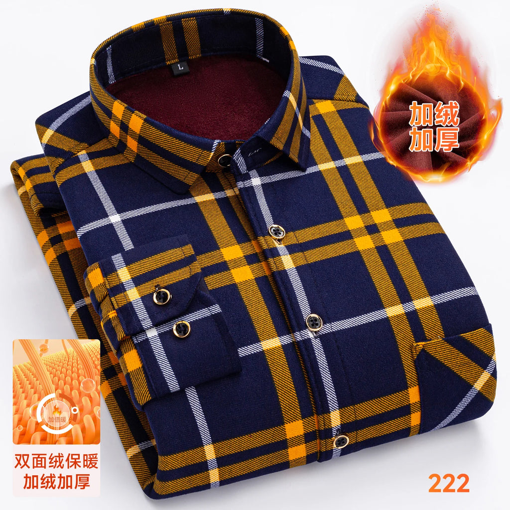 Men's double-sided fleece long-sleeved shirt 7XL8XL with fleece for warmth, thickening and cold resistance, casual winter