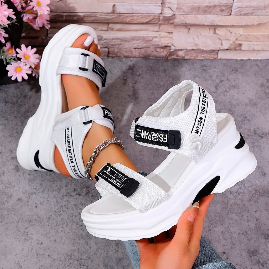 Women’s Platform Wedge Sandals — Lightweight Velcro Beach Sandals Zapatos De Mujer