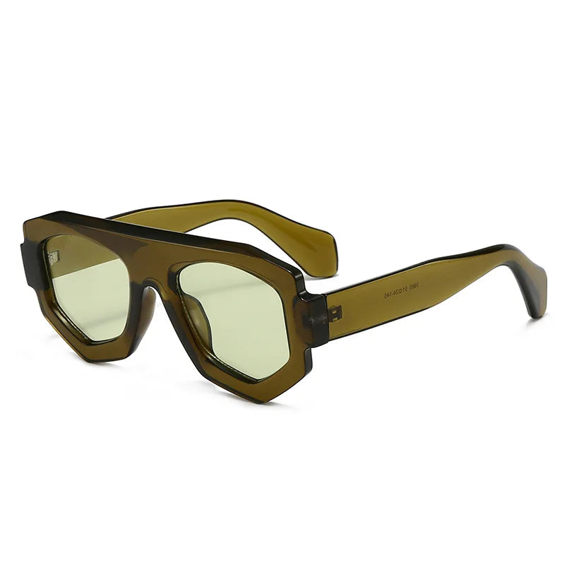 SO&EI Fashion Irregular Square Women Sunglasses Shades UV400 Retro Blue Purple Men Sun Glasses