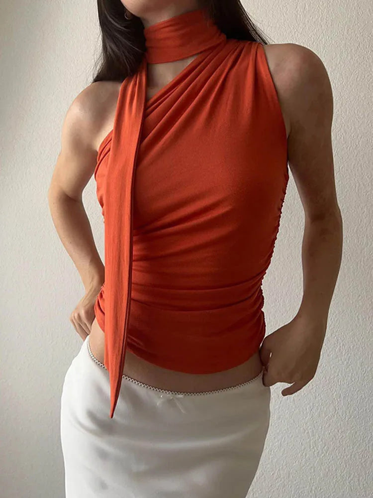 Women’s Backless Halter Crop Top – Sexy Off‑Shoulder Y2K Sleeveless Summer Tank for Club & Casual Wear