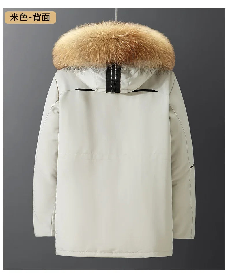 New Winter Men Hooded Fur Collar Puffer Jackets Duck Down Coats Quality Male Casual Warm Parkas Windproof Waterproof Coats 4XL