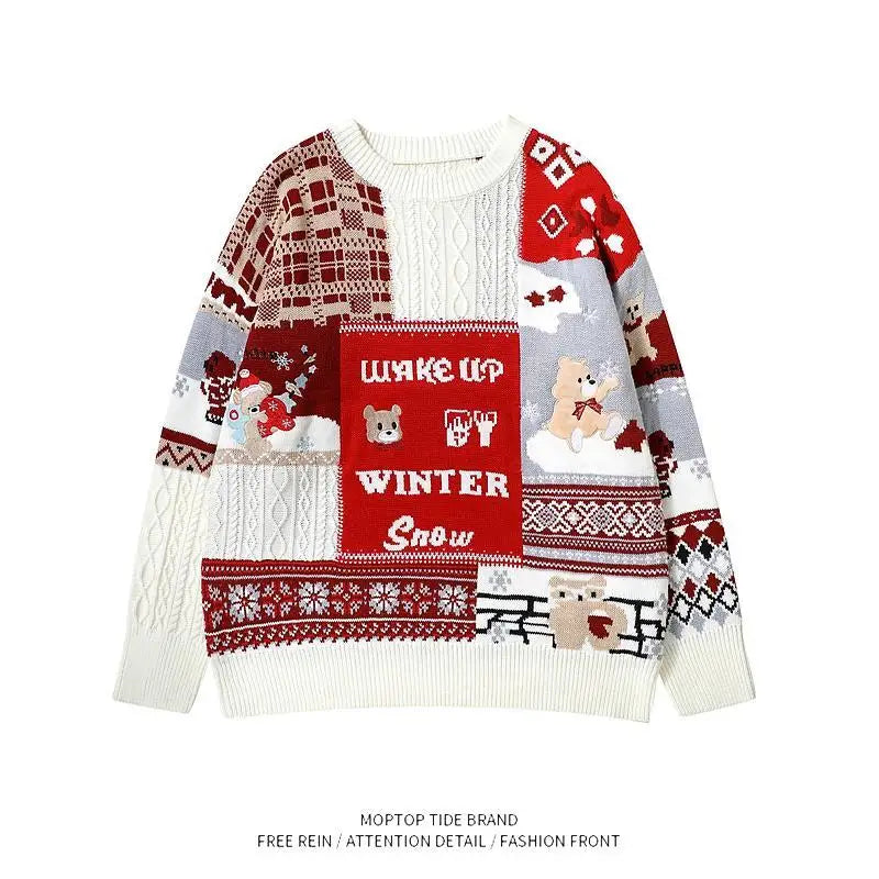 Men’s Japanese Retro Twist Christmas Sweater
