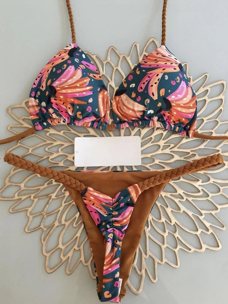 Zebra Print High‑Waist Brazilian Bikini