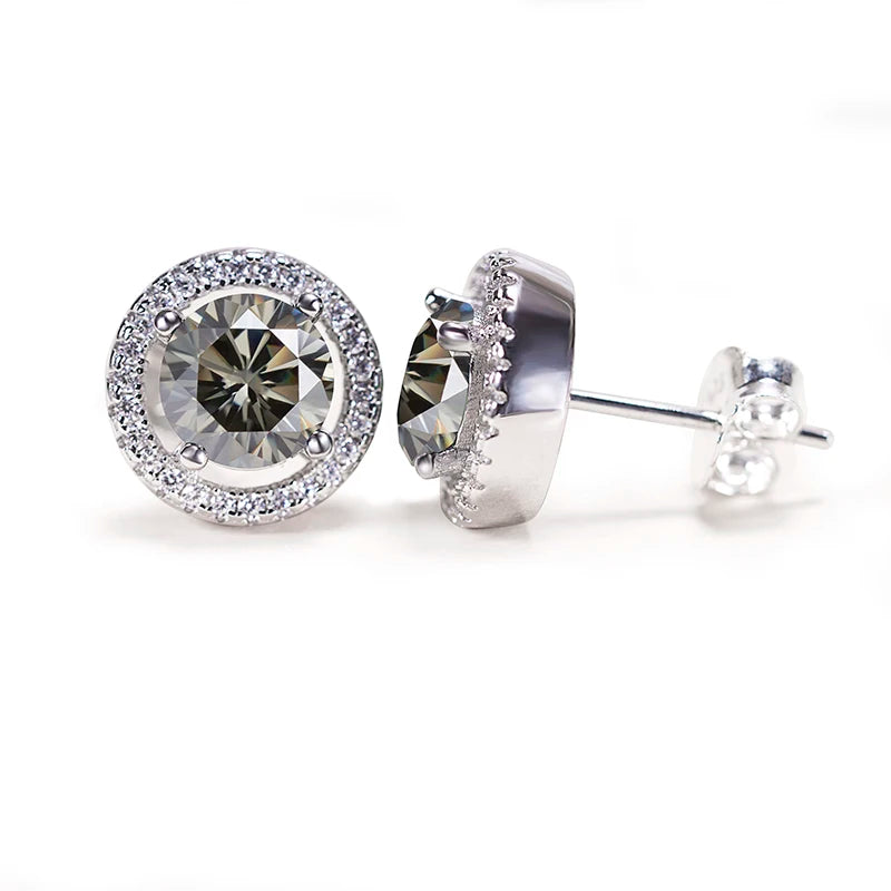 JoyceJelly Unisex Sterling Silver 925 Jewelry 2X1CT 6.5mm GRA Moissanite Stud Earrings for Men Women Lab Diamond Ear-studs Gift