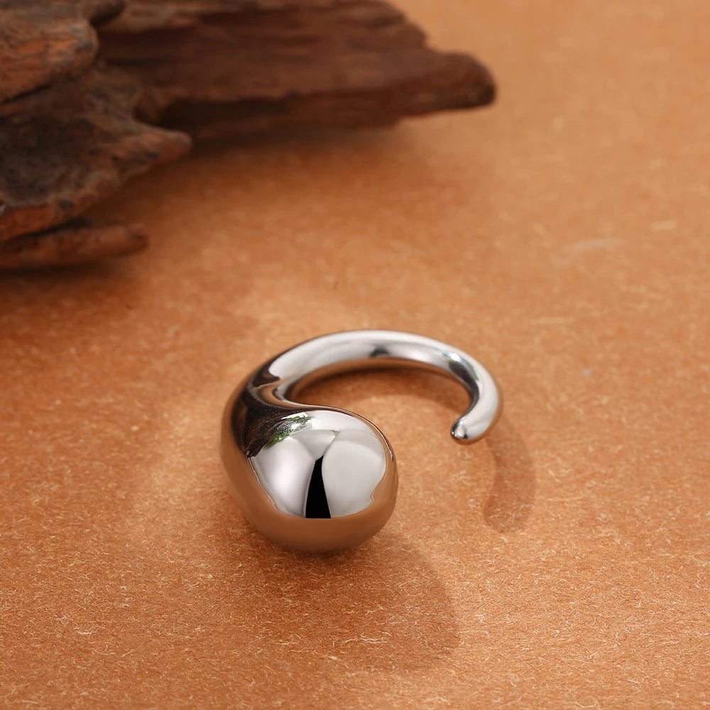 Vintage Stainless Steel Rings for Women Punk Chunky Irregular Smooth Adjustable Open Ring Jewelry Weddings Gifts