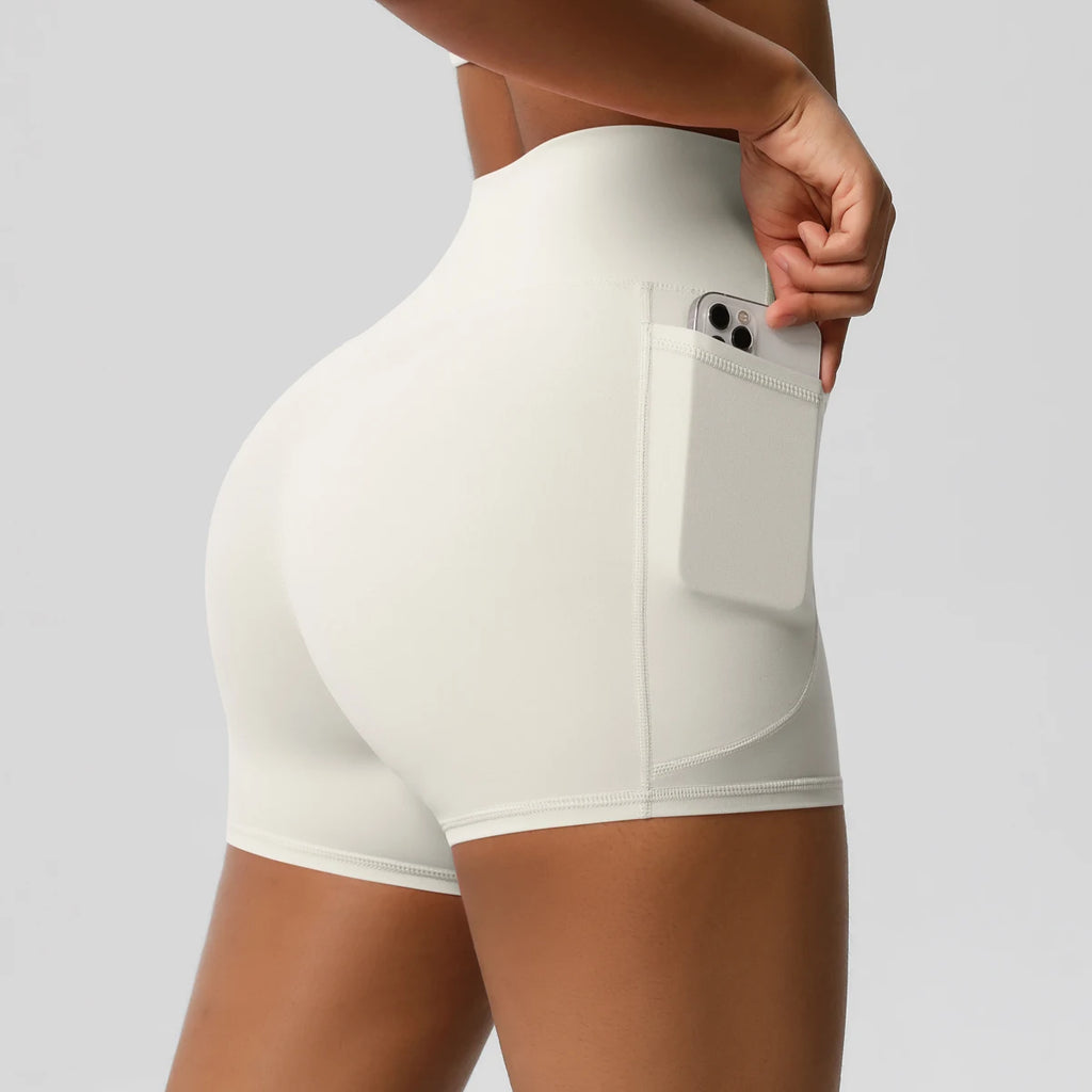 Women’s Seamless High Waist Sports Shorts with Pockets