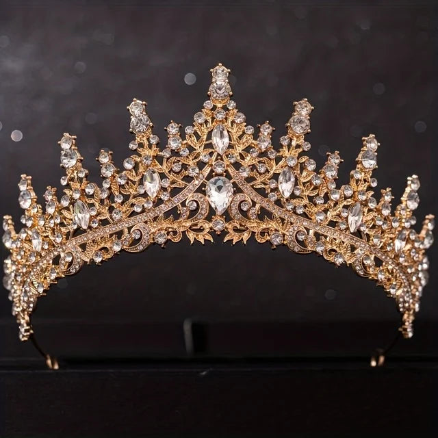3 Pcs Luxury Silver Color Crystal Water Drop Bridal Jewelry Set Rhinestone Tiara Crown Necklace Earring Set Bridal Wedding Jewel
