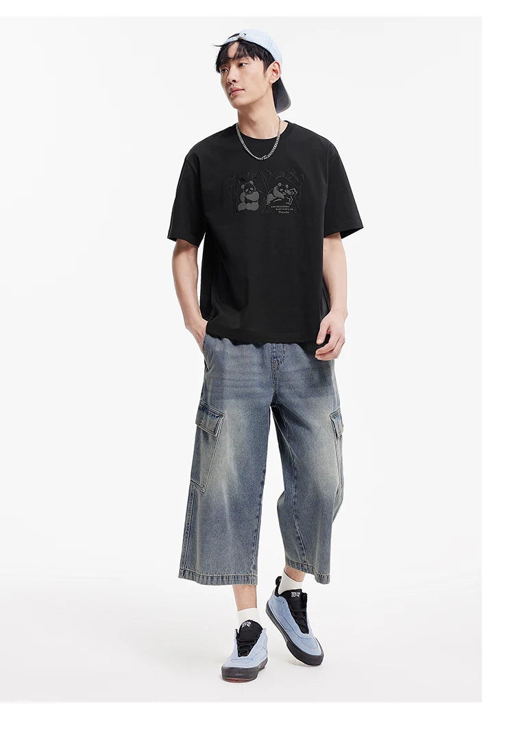 Semir Short Sleeve T-Shirt Men 2025 New Summer Cool Feeling Panda Print Embroidered Loose Top for Trendy and Comfortable Style