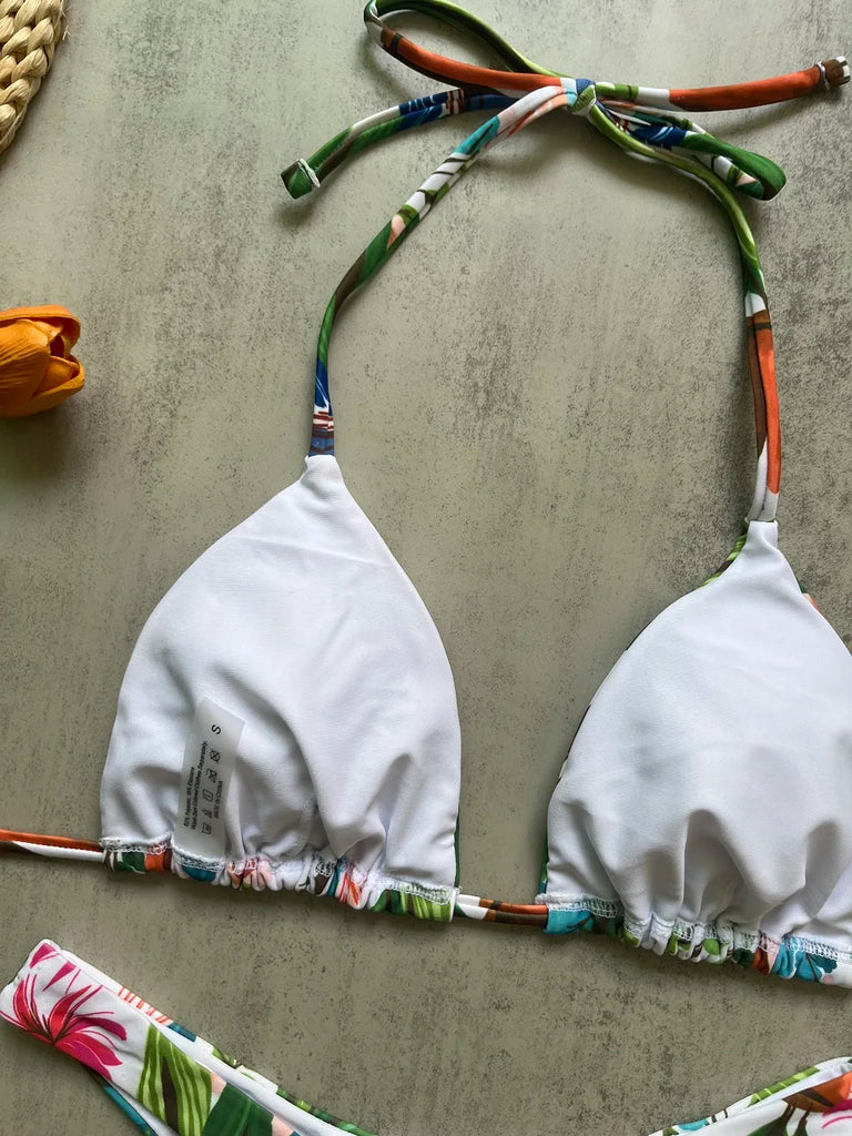 FLAXMAKER Lace‑Up V‑Neck Ruffle Monokini & Sarong