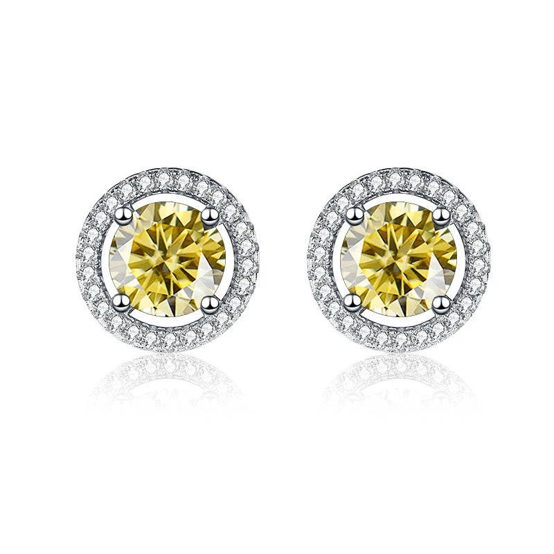 JoyceJelly Unisex Sterling Silver 925 Jewelry 2X1CT 6.5mm GRA Moissanite Stud Earrings for Men Women Lab Diamond Ear-studs Gift