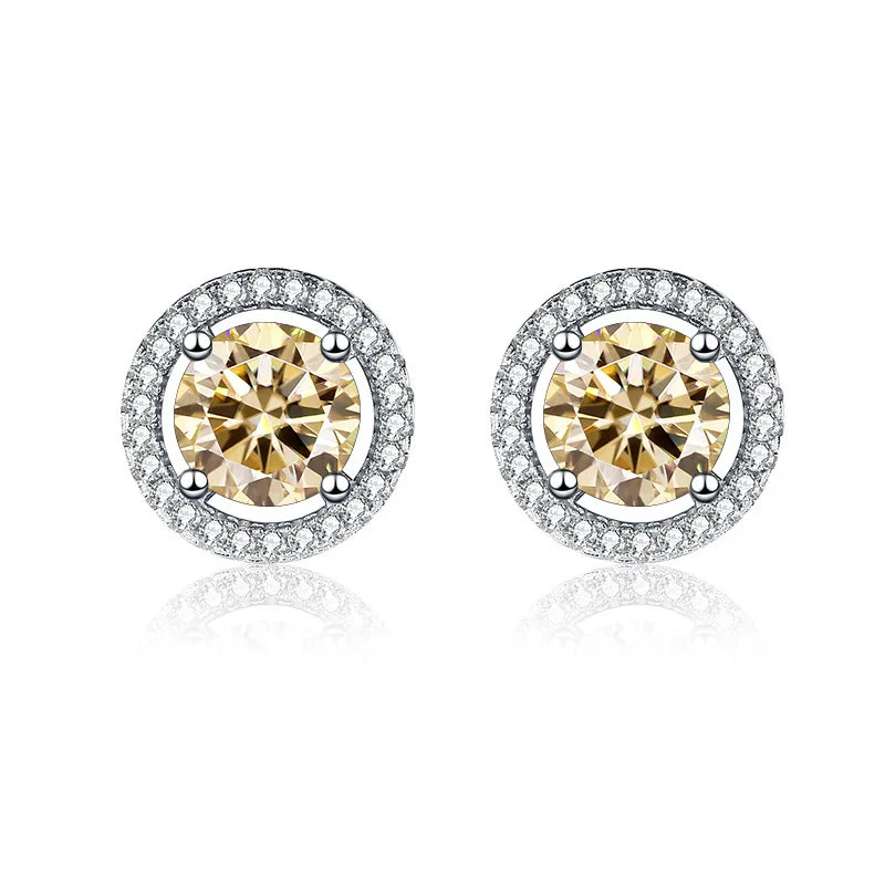 JoyceJelly Unisex Sterling Silver 925 Jewelry 2X1CT 6.5mm GRA Moissanite Stud Earrings for Men Women Lab Diamond Ear-studs Gift