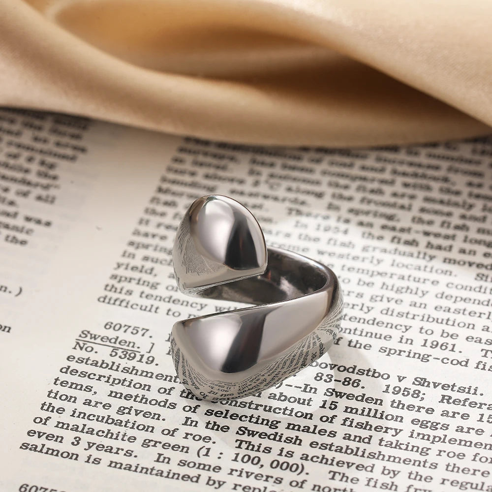 Vintage Stainless Steel Rings for Women Punk Chunky Irregular Smooth Adjustable Open Ring Jewelry Weddings Gifts