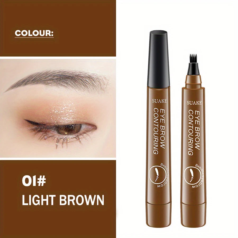 Waterproof 4‑Fork Eyebrow Pen – Microblading‑Effect Pencil for Natural, Hair‑Like Brows (5 Colors)