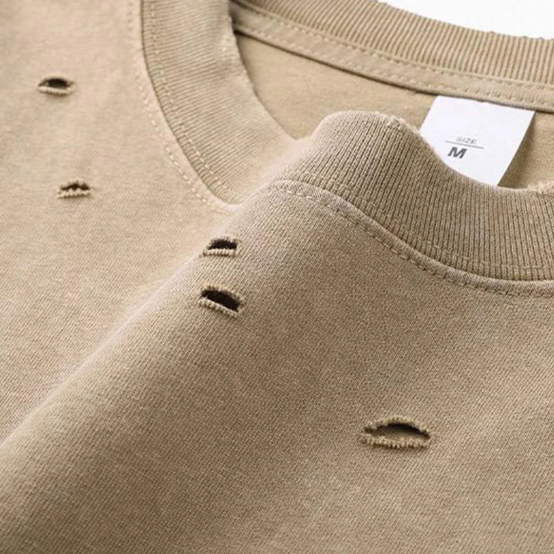 Men’s Heavy Thick Ripped Oversized T‑Shirt