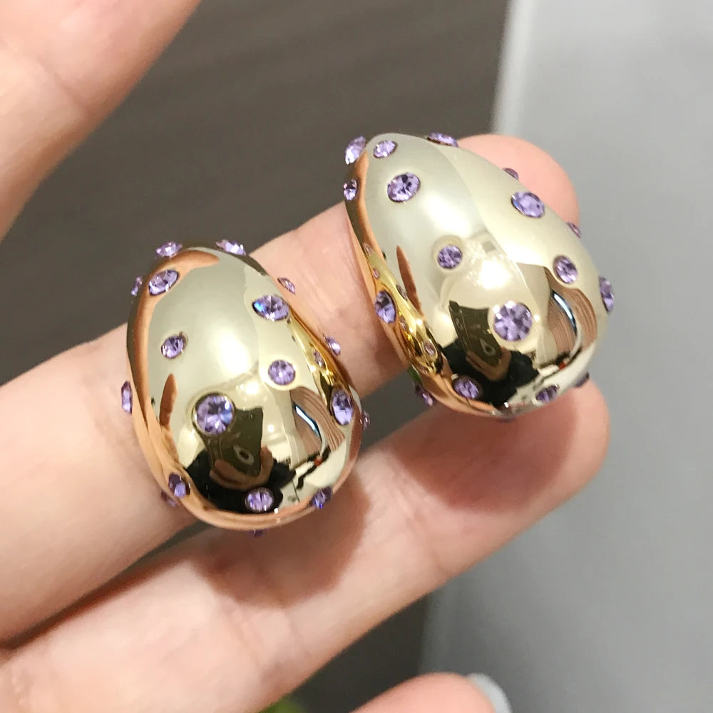 Waterproof 18K PVD Gold Teardrop Stud Earrings — Stainless Steel Inlay Bead Elegant Drop Earrings for Women