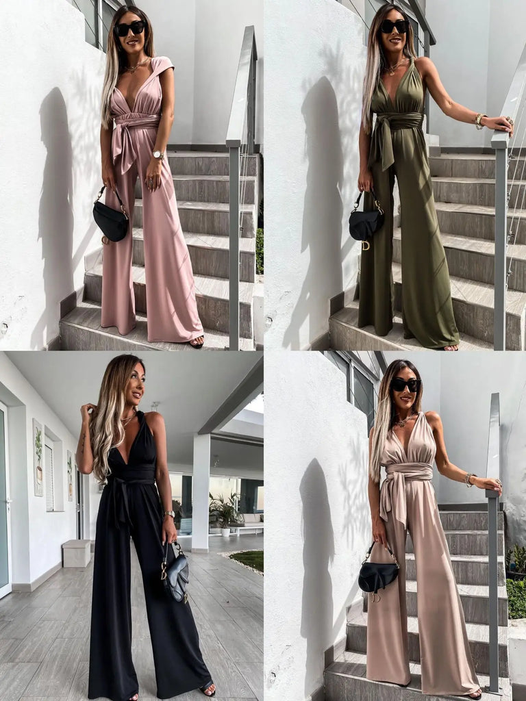 New Sleeveless Solid Jumpsuit Women Lace-up Romper Ladies Sexy Bodysuit Women Overalls for Women Sports Fitness Woman Jumpsuits
