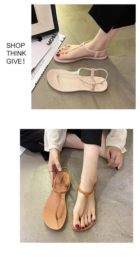 Women’s Bohemian Flat Sandals — Summer Clip‑Toe Flip Flops Casual Comfort Beach Shoes