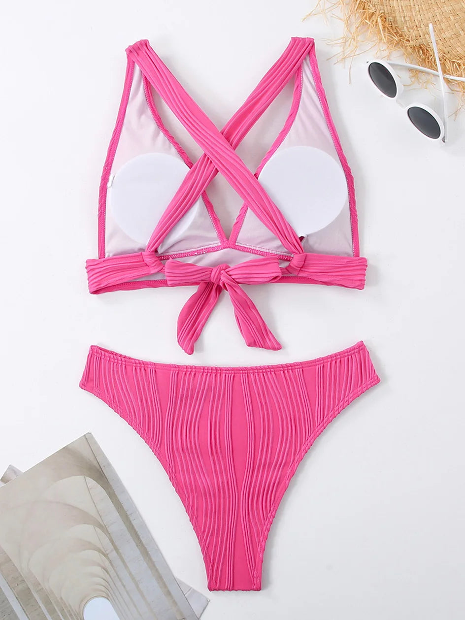 Sexy Criss‑Cross Tie‑Back Bikini