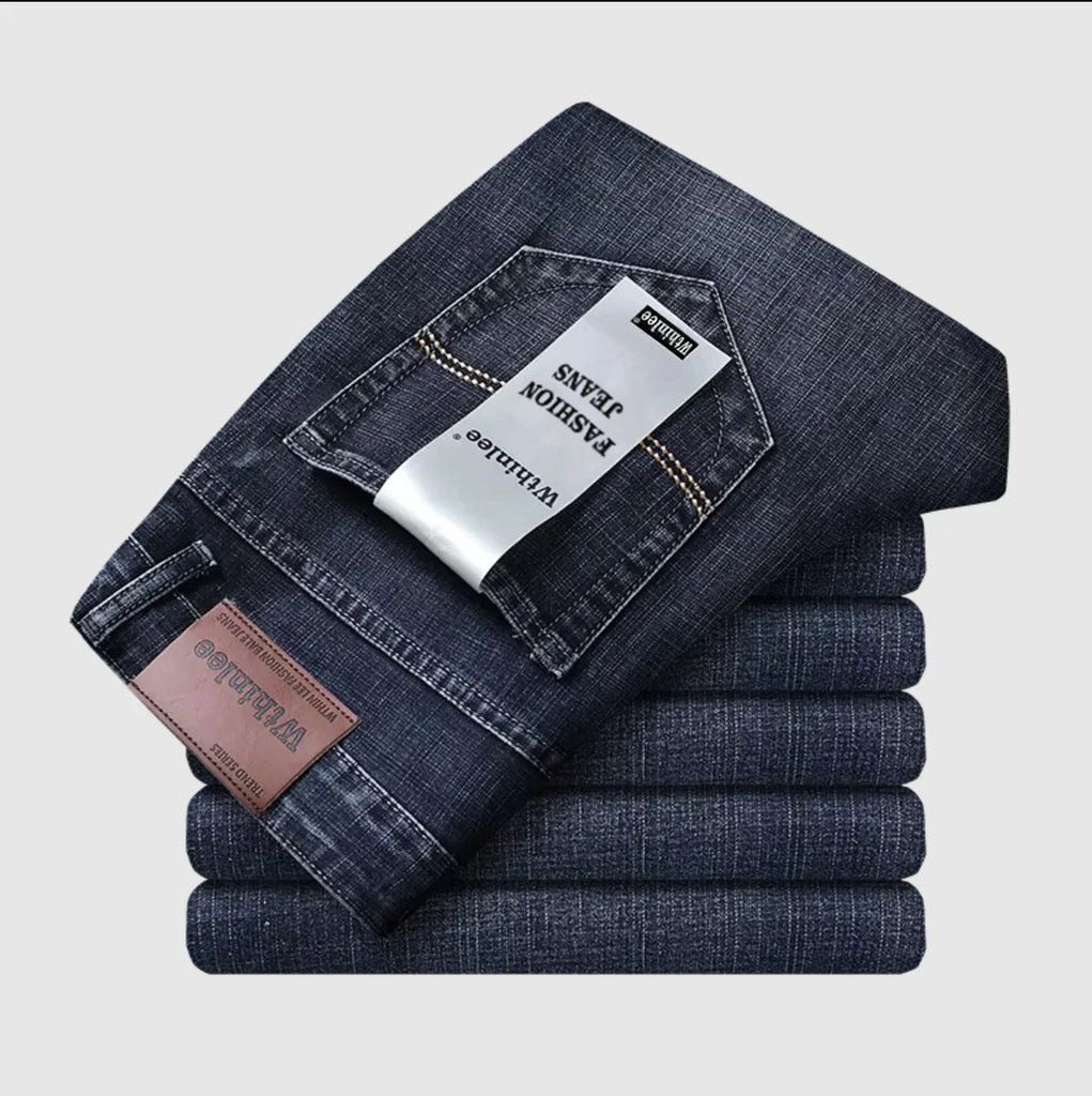 Men’s Straight Stretch Jeans – Business‑Casual Work Denim Pants | Classic Blue & Black