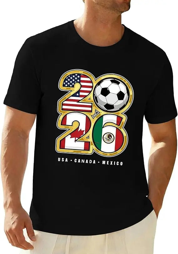 2026 Soccer Fan T‑Shirt — North America Flags Graphic Tee USA Canada Mexico Unisex