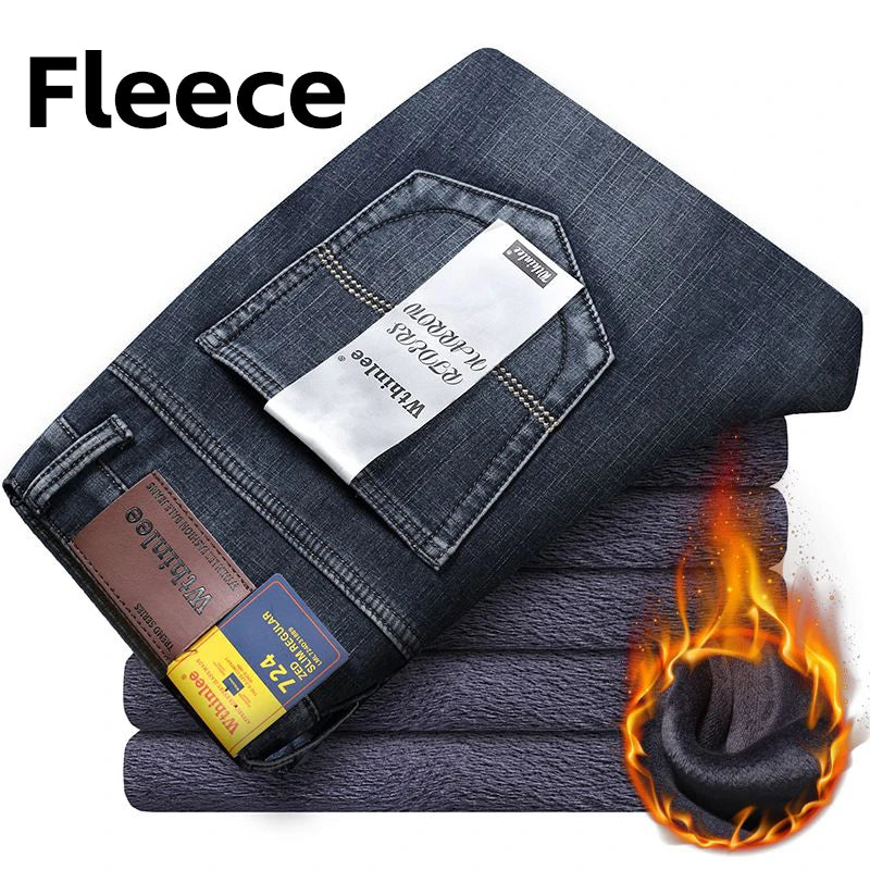 Men’s Straight Stretch Jeans – Business‑Casual Work Denim Pants | Classic Blue & Black
