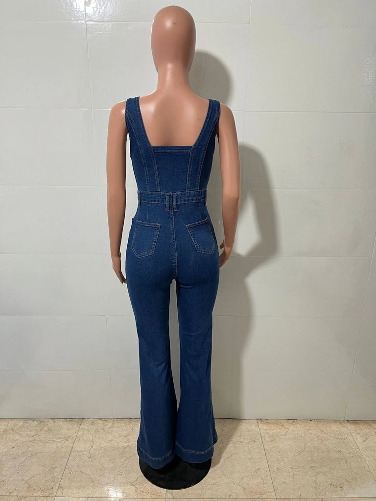 Women’s Vintage Denim Overalls Jumpsuit