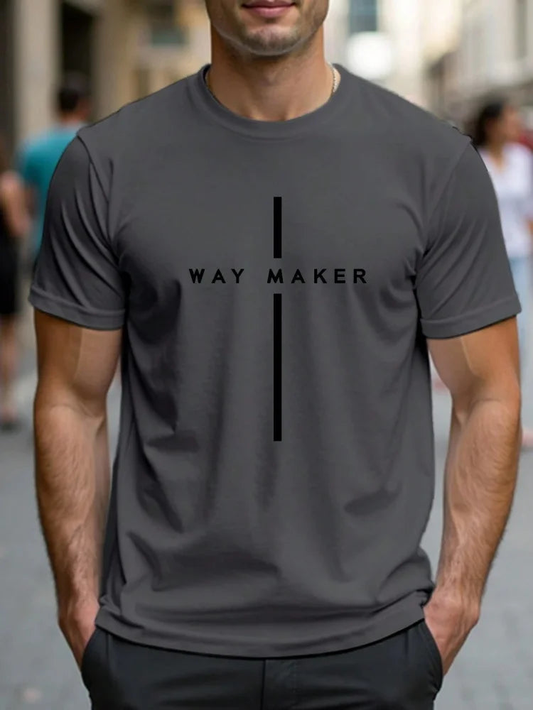 Men’s Oversized Letter‑Print T‑Shirt – Summer Loose Fit Sports Casual Short Sleeve Top
