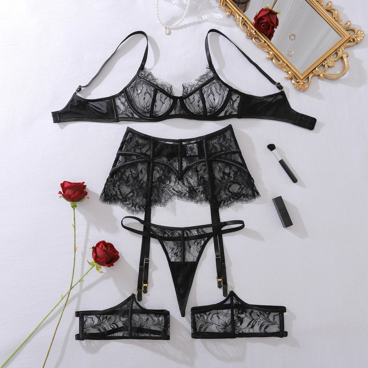 Fishbone‑Waist Lingerie Set
