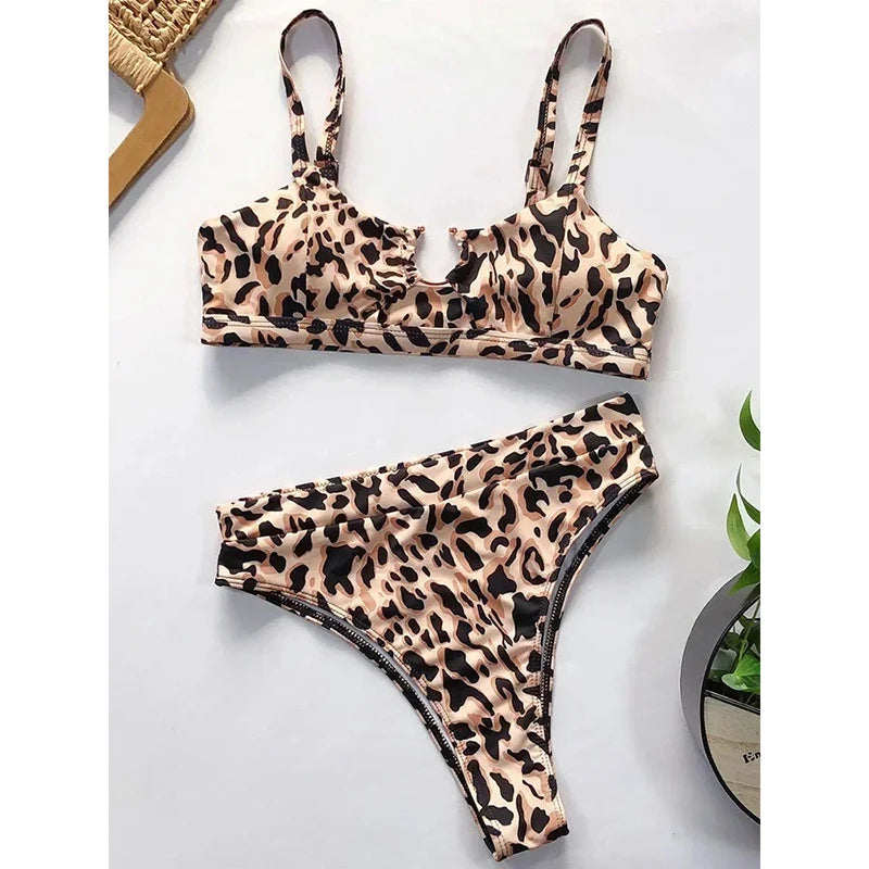 Snake‑Print Hollow‑Out Bikini