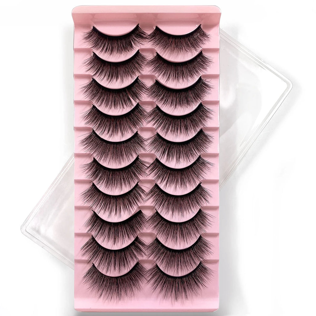 10Pairs Multipack 3D Mink Lashes False Eyelashes Handmade Wispy Fluffy Long Lashes Natural Eye Makeup Tools Eye Lashes H13 E08