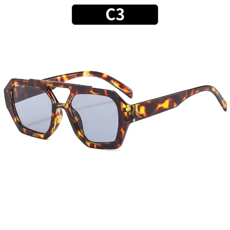 2025 Retro Double Bridge Fashion Sunglasses Women's Luxury Light Rhombus Women Sun Glasses Ins Trending Sun Shades UV400