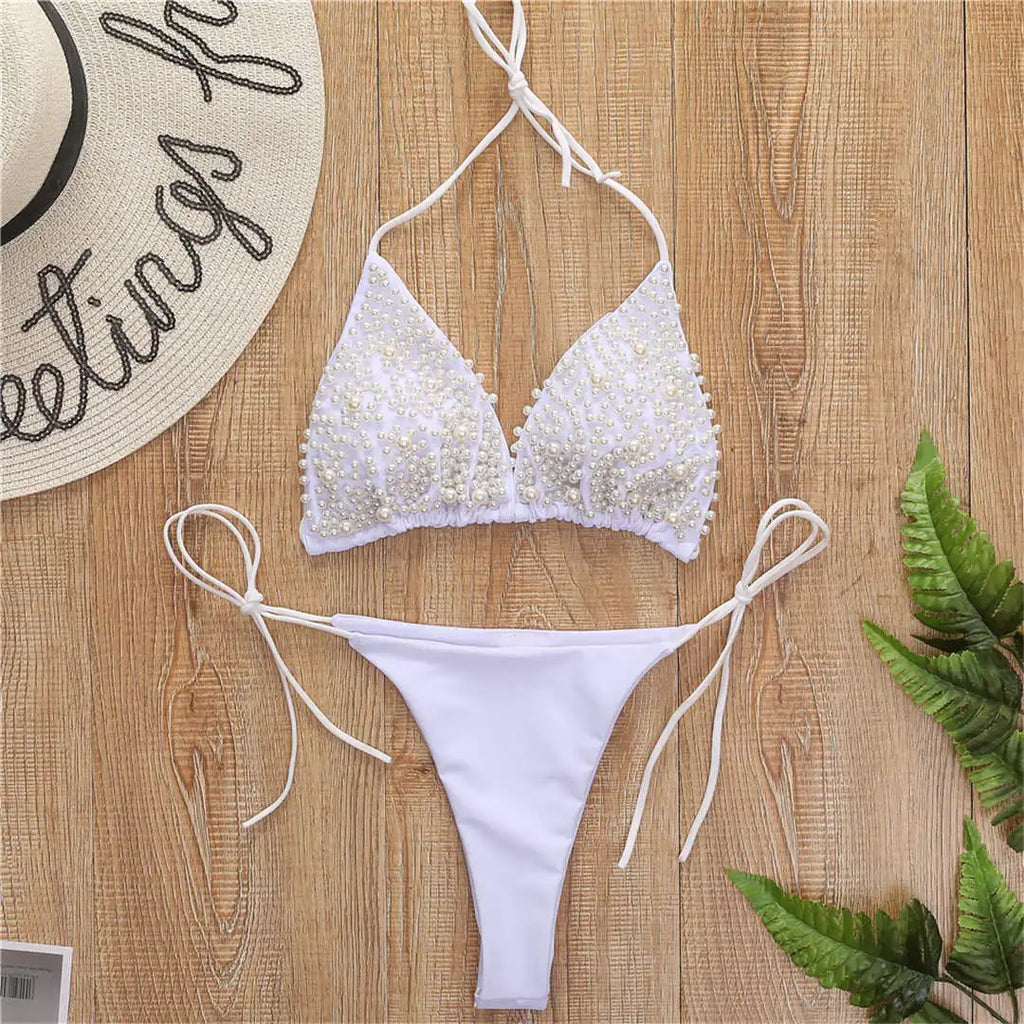 Luxury Pearl Halter Mini Bikini