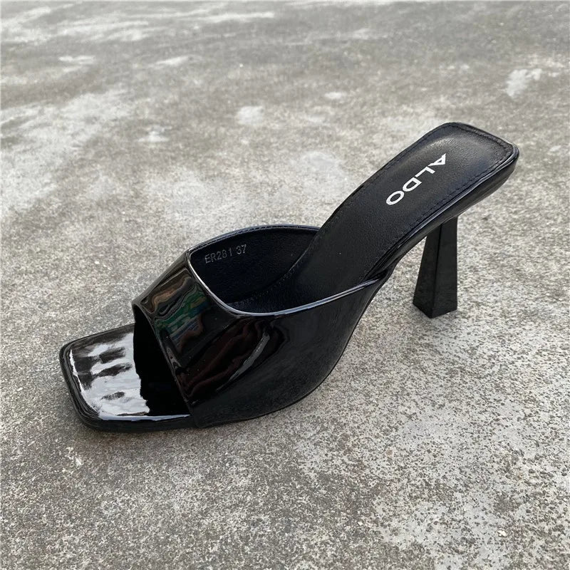 Women’s Square‑Head Thin High‑Heel Slippers