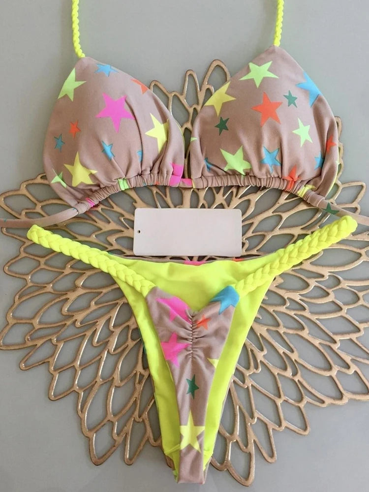 Zebra Print High‑Waist Brazilian Bikini