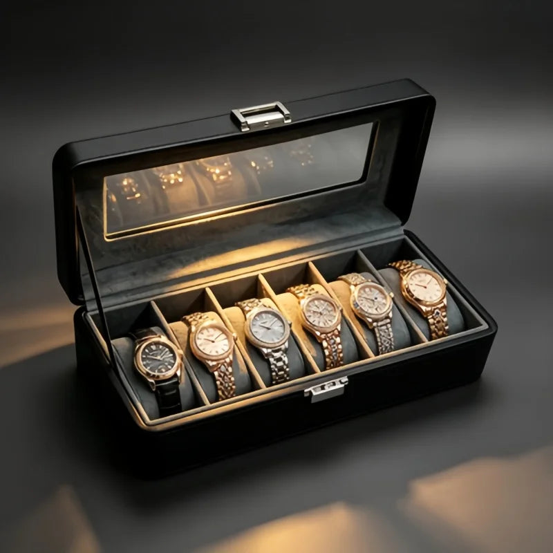 6‑Slot Lockable Watch Box Set – The Perfect Father’s Day & Birthday Gift for Dad or Husband