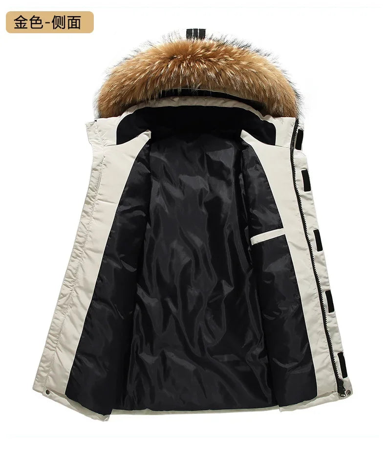 New Winter Men Hooded Fur Collar Puffer Jackets Duck Down Coats Quality Male Casual Warm Parkas Windproof Waterproof Coats 4XL