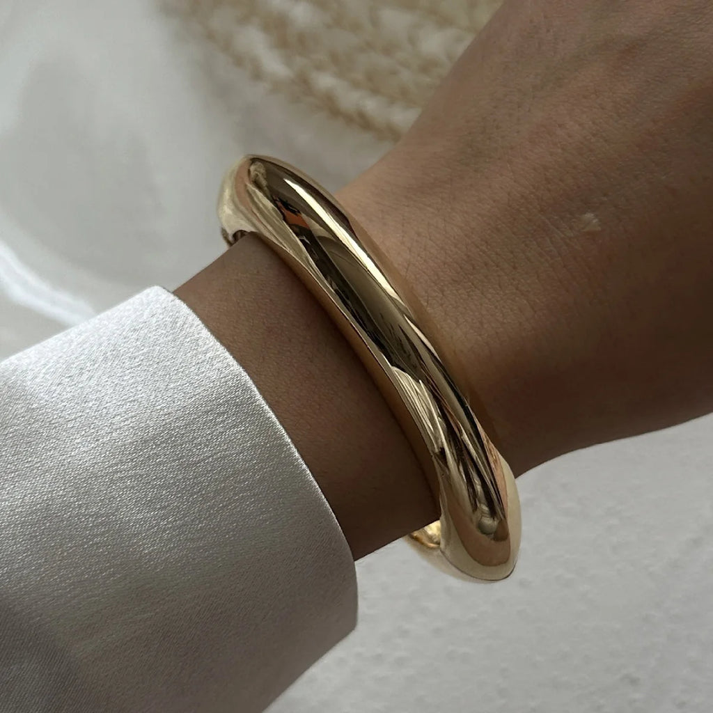 Vintage Metal Wave Twist Irregular Chunky Cuff Bracelet