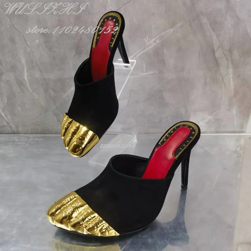 Big Bow Metallic Stiletto Sandals