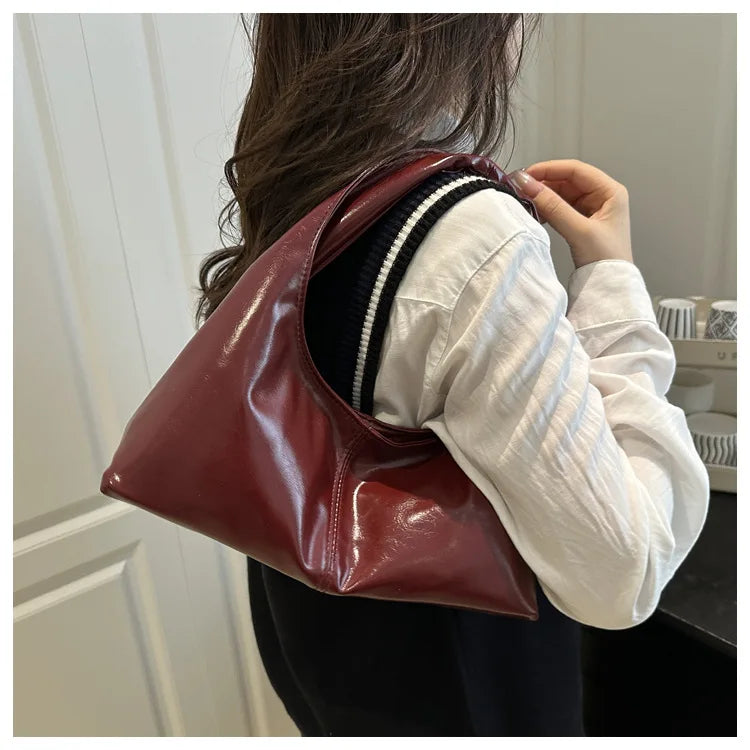 Fashion Leather Underarm Bags Women Temperament Clutch Handbags Shoulder Bag Ladies Trendy Simple Female Vintage Totes Hobos Bag