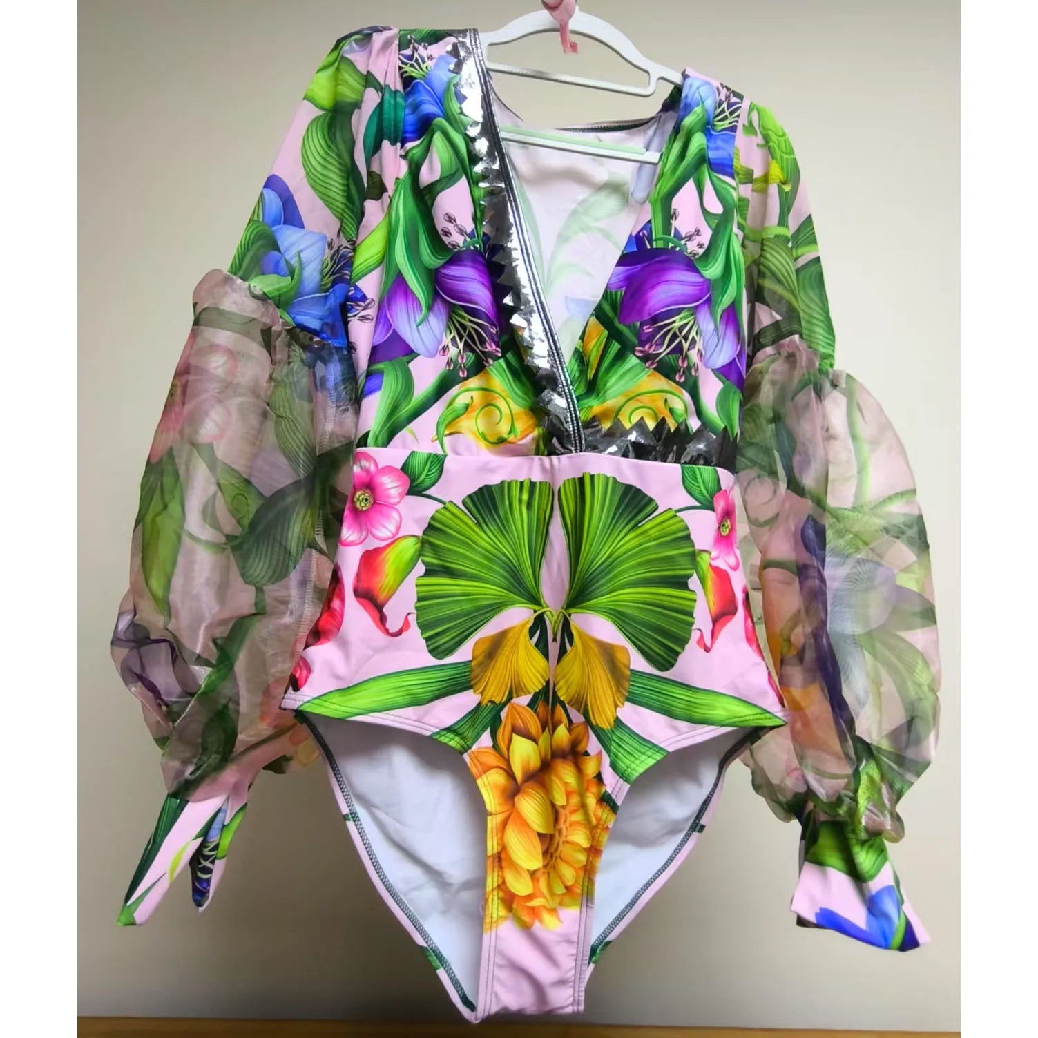 V‑Neck Long‑Sleeve Bikini Set