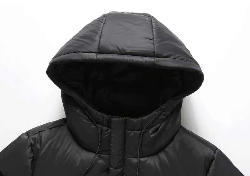 Winter New Men Warm Thick Long Down Jacket Coat Mens Hooded Waterproof Black Gold Puffer Jacket Men Casual Windproof Parkas Male
