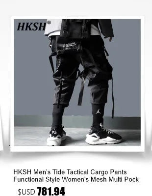 HKSH Spring Summer New Men's Tide Streetwear Cotton Solid Color Loose RO Style Short Sleeves Large Tees Chic Dark T-shirt HK2008