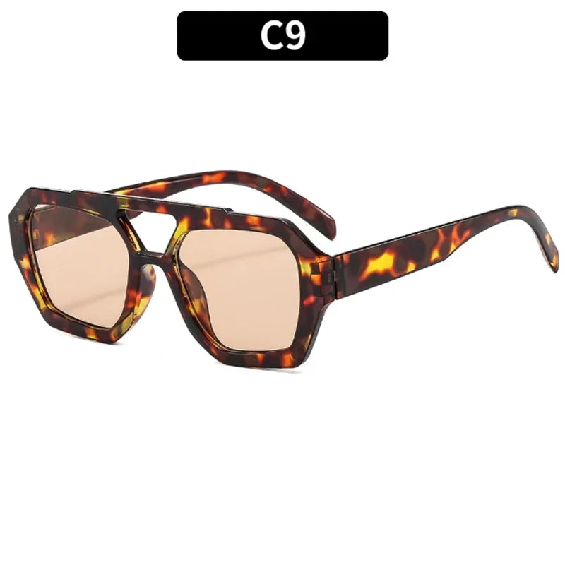 2025 Retro Double Bridge Fashion Sunglasses Women's Luxury Light Rhombus Women Sun Glasses Ins Trending Sun Shades UV400